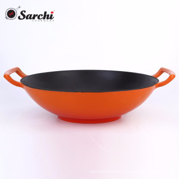 Enamel woks with cast iron material hot sale